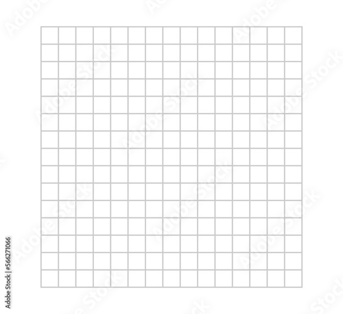 Vector isolated 15x15 light pale barely noticeable gray grid with square cells template stencil  colorless black and white contour line easy drawing