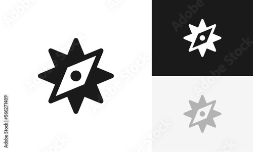 north star, star compass, compass logo icon design vector photo