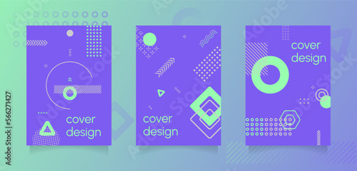Set of 3 modern simple background vector illustration flat style in a4 format. Suitable for poster, cover, ads, social banner or flyer.