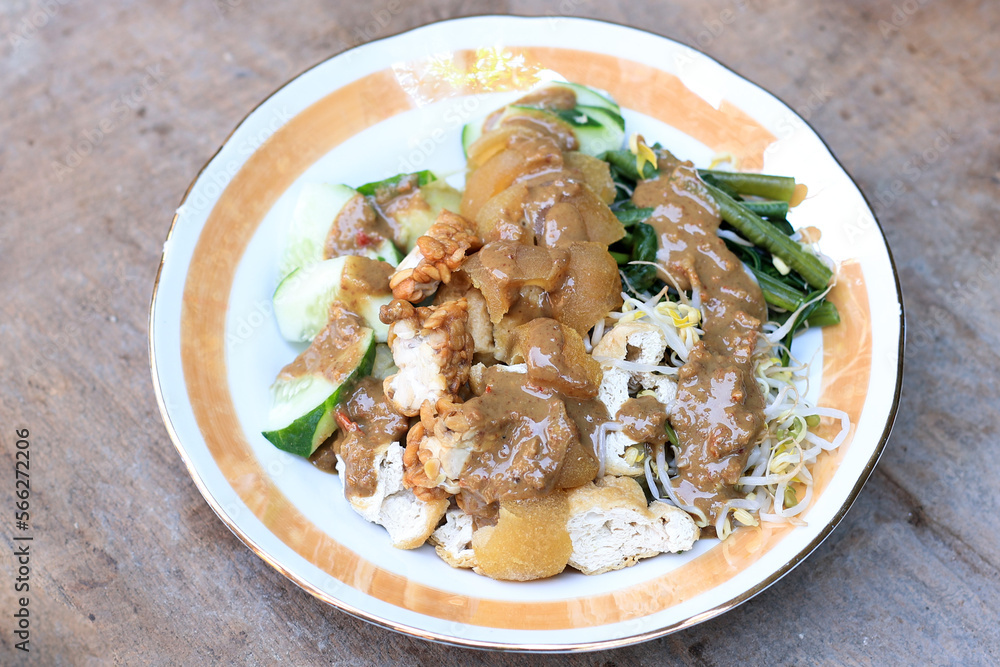 Rujak Cingur, Indonesian Traditional Salad with Peanut Shrimp Paste Rujak Cingur, Indonesian Traditional Salad with Peanut Shrimp Paste