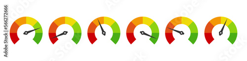 Speedometer icon set. Vector illustration.
