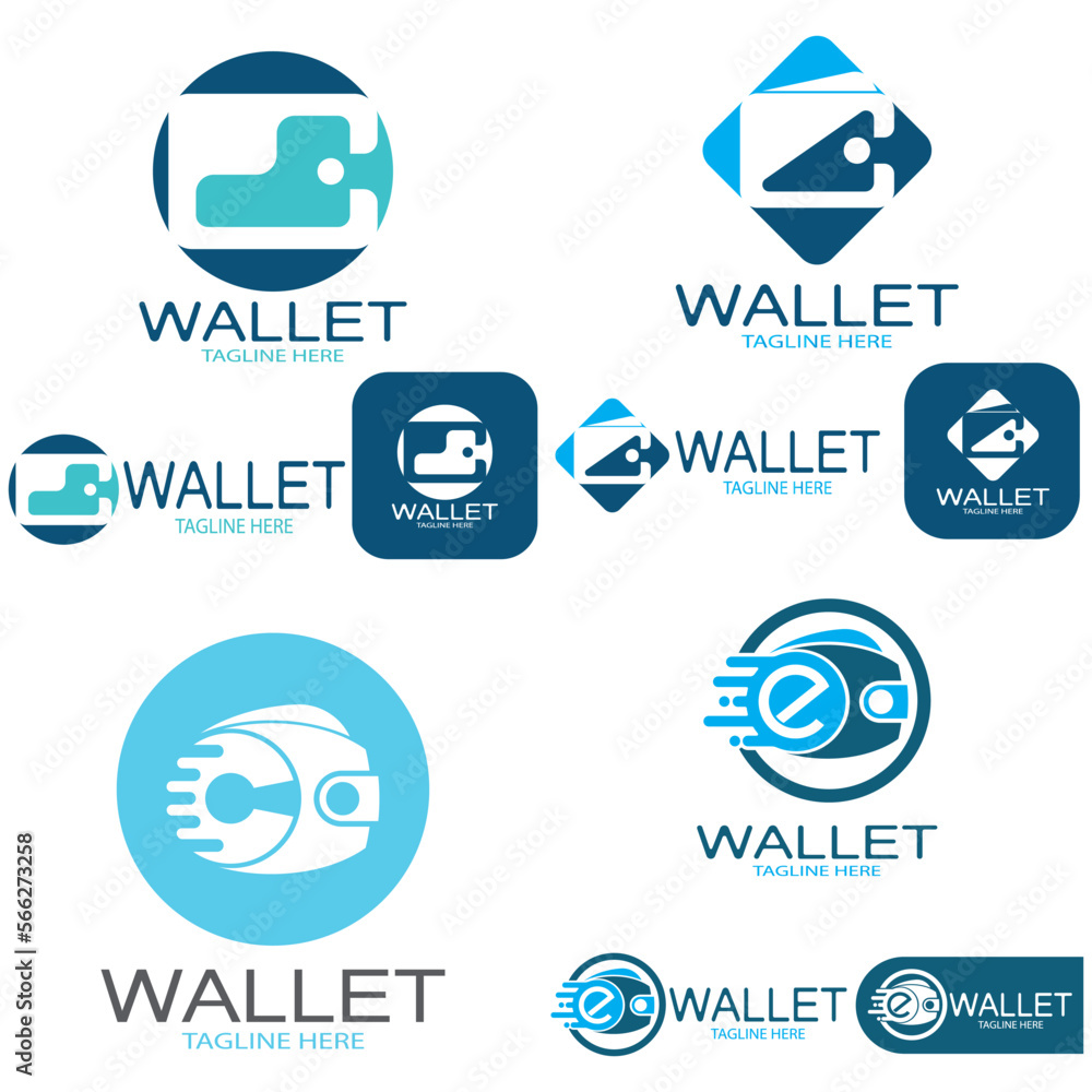 e wallet logo design illustration icon with a simple modern concept, for electronic wallets, digital money storage applications, digital savings, digital money transactions,vector