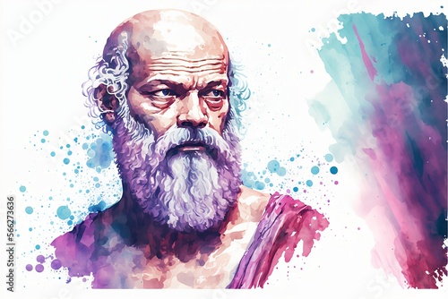 Greek philosopher Socrates. Modern colorful portrait photo