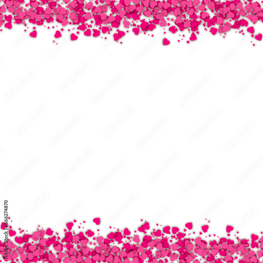 Love valentine background with pink petals of hearts on transparent background. Vector banner, postcard, background.The 14th of February. PNG image	
