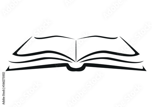 book - black and white vector symbol illustration of an open book, white background