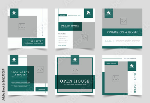 Modern real estate social media banner template, just listed banner, home sale, vector banner