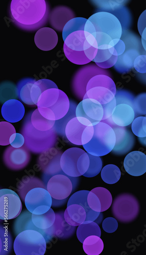 black background with blue and white circles