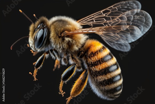 Beautiful Bee macro,isolated on white background, Generative AI
