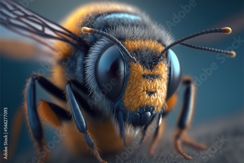 macro Beautiful Bee , Generative AI  © dhiyaeddine