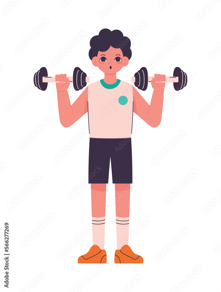 boy with dumbbells boy with dumbbells