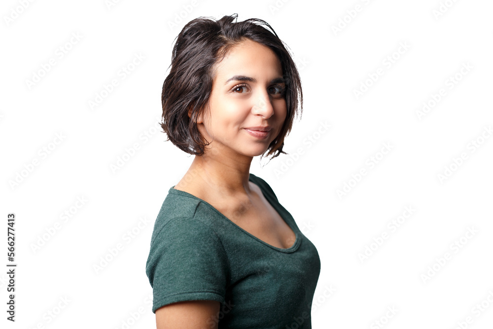 bright brunette girl isolated on a white background bright brunette girl isolated on a white background