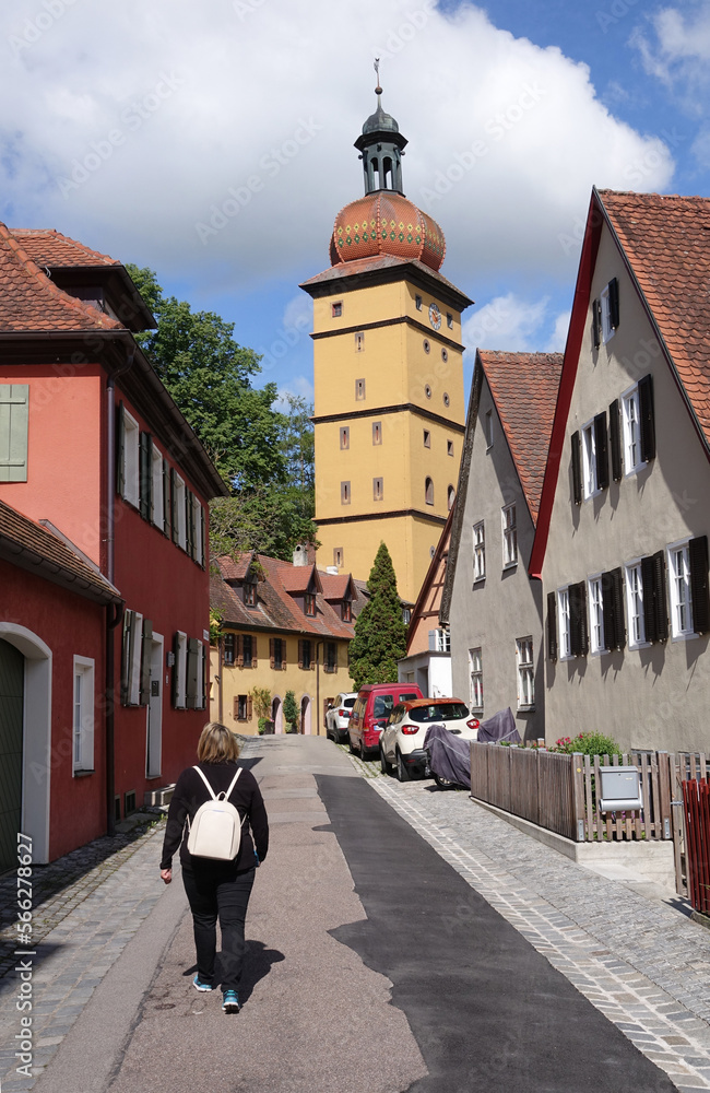 Obraz premium Oberer Mauerweg und Segringer Tor in Dinkelsbuehl