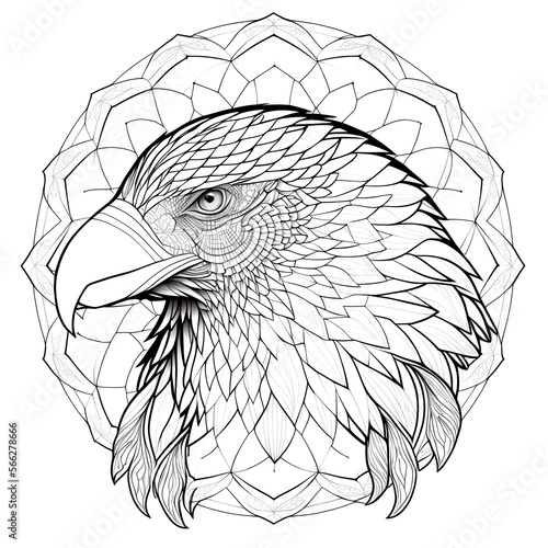 Mandala Condor Coloring Page, Condor Coloring Page, Animal Coloring Page, Generative AI