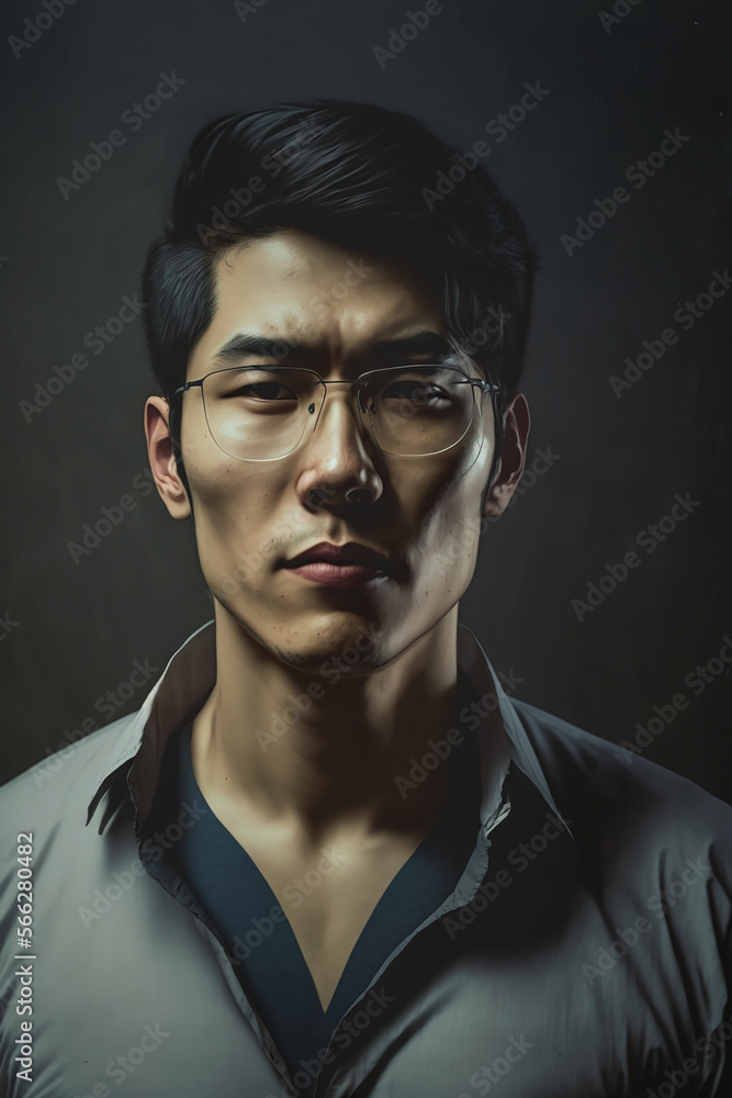 Fototapeta premium Asian man, AI digital illustration.