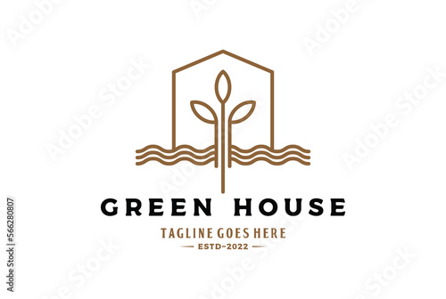Simple Minimalist Tree Plant Leaf House for Garden Farm Environment Logo Design