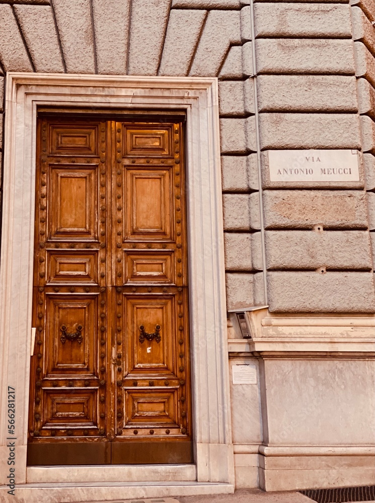 old wooden door in a wall