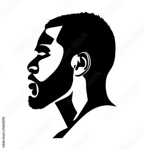 Beautiful Strong Man Profile Silhouette Style Beard