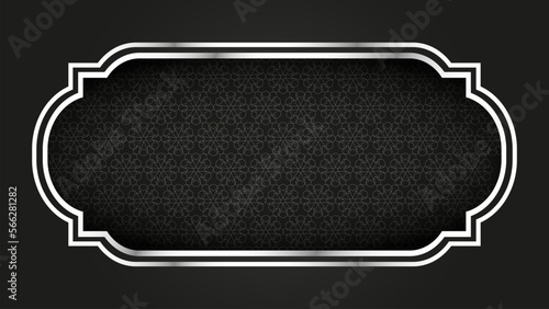 black arabic background with shiny silver frame