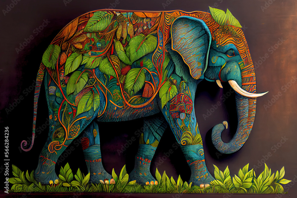 Fototapeta premium side view, an elephant in the jungle,
