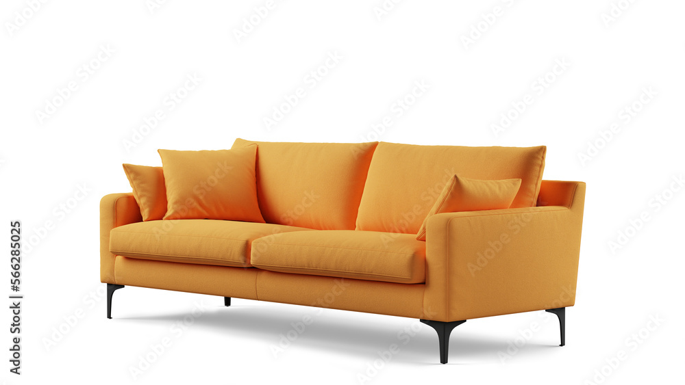 Modern sofa on isolated white background. Furniture for the modern interior, minimalist design. - obrazy, fototapety, plakaty 