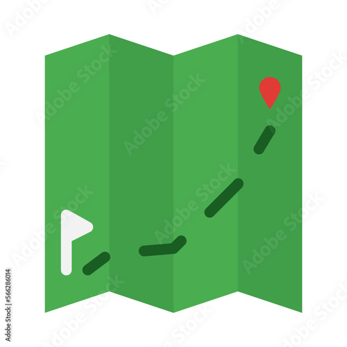 Golf tracking, golf maps icon in flat style vector