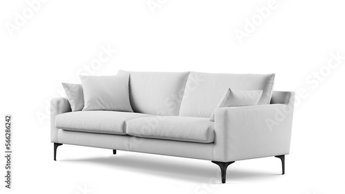 Modern sofa on isolated white background. Furniture for the modern interior, minimalist design.