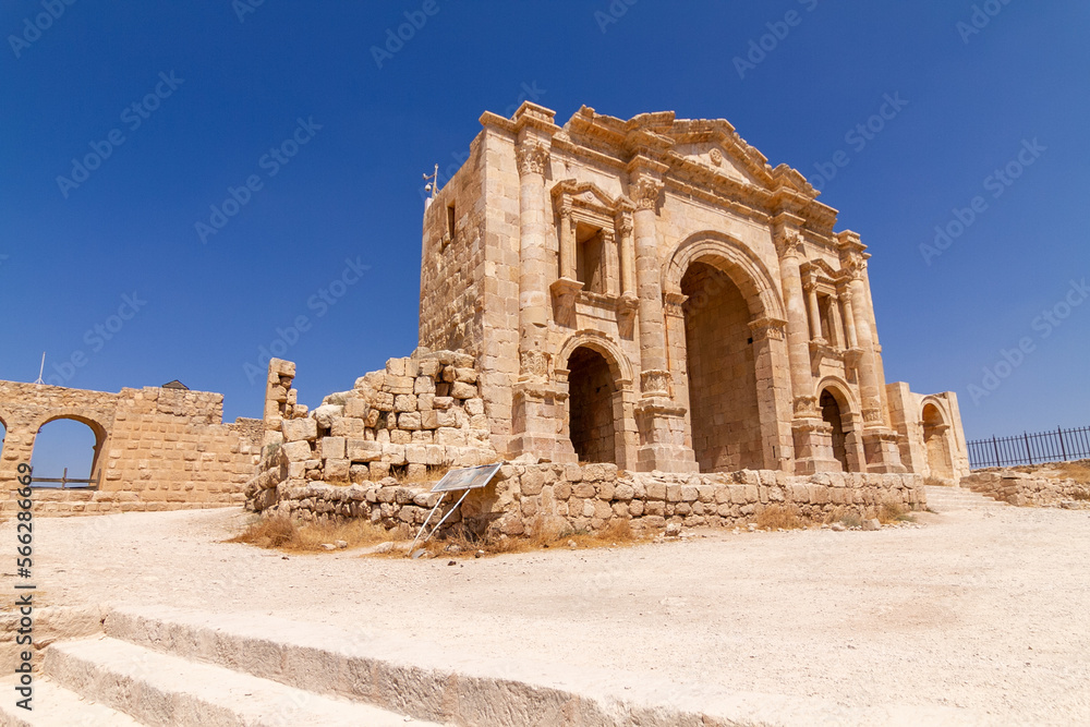 ancient roman Triumphal Arch in ancient city of Jerash, Jordan