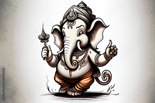Ganesh Chaturthi cartoon on white background illustration