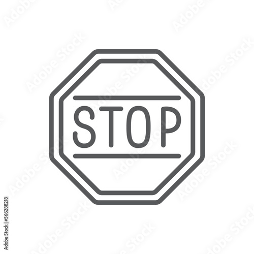 Stop sign line icon. Minimalist icon isolated on white background. Stop sign simple silhouette.