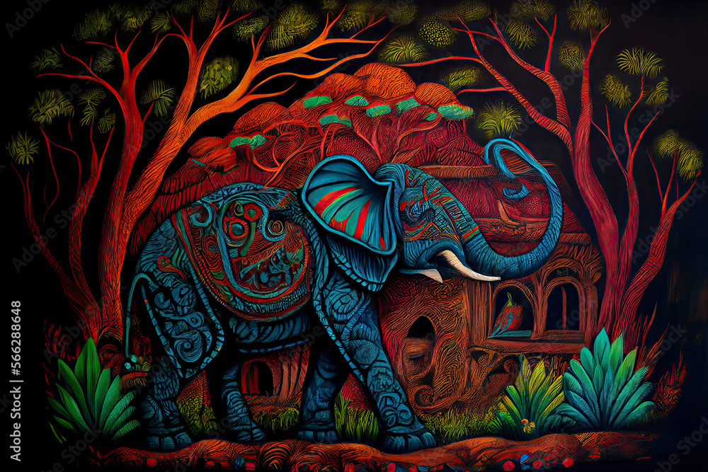 Fototapeta premium side view, an elephant in the jungle,