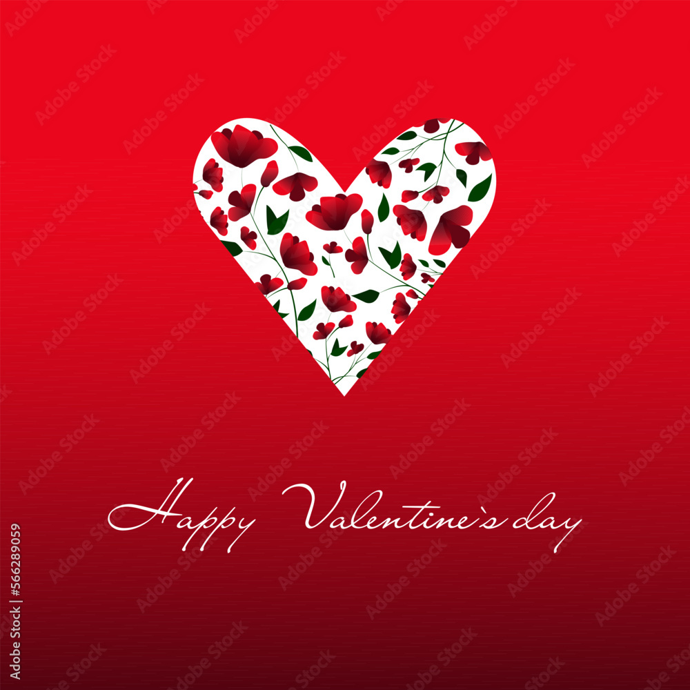 Valentine's day vector greeting modern card template with beautiful flower heart
