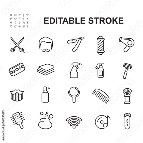Barbershop - outline web icon set. Modern line icon collection.
