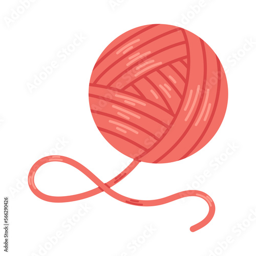Vector wool yarn ball. Knit threads. Cozy crafting hobby. Knitting.