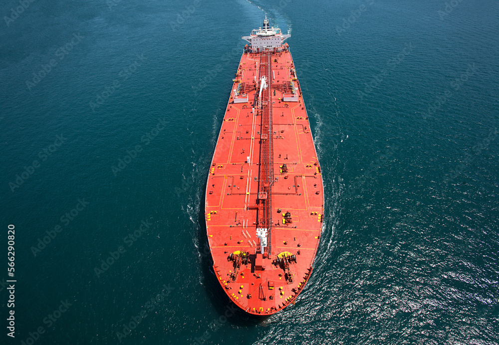 Aerial view oil tanker from above image