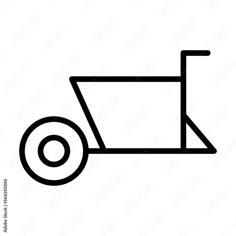 Garden wheelbarrow icon line isolated on white background. Black flat thin icon on modern outline style. Linear symbol and editable stroke. Simple and pixel perfect stroke vector illustration Garden wheelbarrow icon line isolated on white background. Black flat thin icon on modern outline style. Linear symbol and editable stroke. Simple and pixel perfect stroke vector illustration