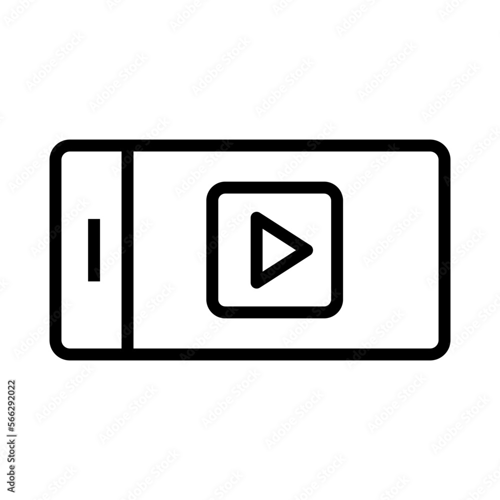 Video on phone icon line isolated on white background. Black flat thin icon on modern outline style. Linear symbol and editable stroke. Simple and pixel perfect stroke vector illustration Video on phone icon line isolated on white background. Black flat thin icon on modern outline style. Linear symbol and editable stroke. Simple and pixel perfect stroke vector illustration