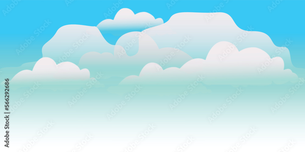 Blue sky landscape with fluffy cloud design background