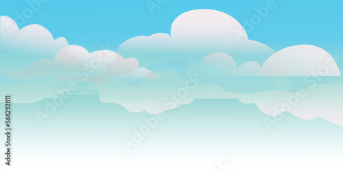 Blue sky landscape with fluffy cloud design vector