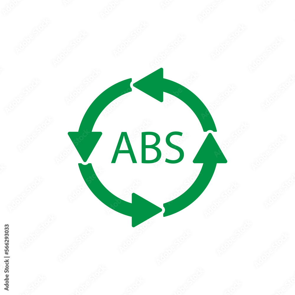 Plastic recycle symbol ABS 9 vector icon. Plastic recycling code ABS. Plastic recycle symbol ABS 9 vector icon. Plastic recycling code ABS.
