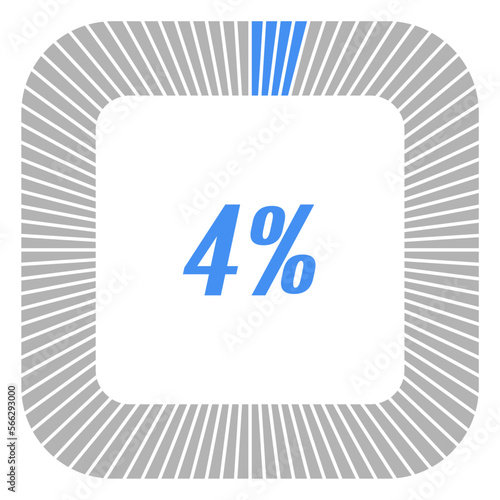 4 percent square shape percentage diagram for infographics,documents or reports. vector.