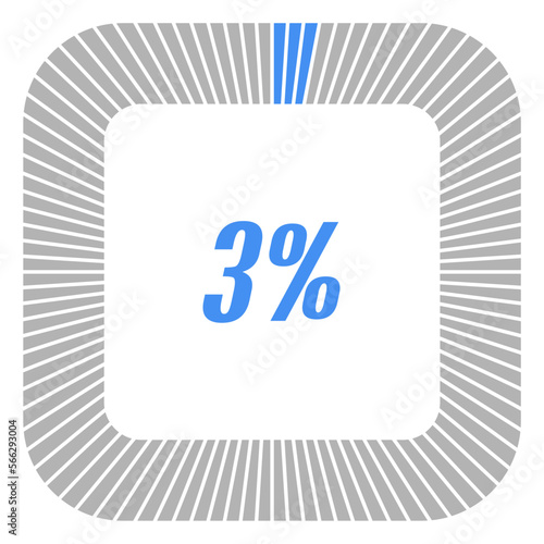 3 percent square shape percentage diagram for infographics,documents or reports. vector.