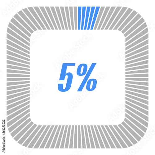 5 percent square shape percentage diagram for infographics,documents or reports. vector.