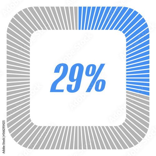 29 percent square shape percentage diagram for infographics,documents or reports. vector.