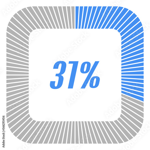 31 percent square shape percentage diagram for infographics,documents or reports. vector.