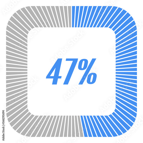47 percent square shape percentage diagram for infographics,documents or reports. vector.
