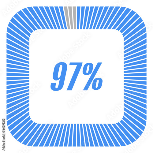 97 percent square shape percentage diagram for infographics,documents or reports. vector.