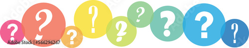 Question marks on colorful overlapping circles on transparent background