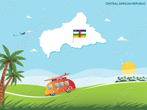 Central African Republic map with travel and tourism theme vector illustration design