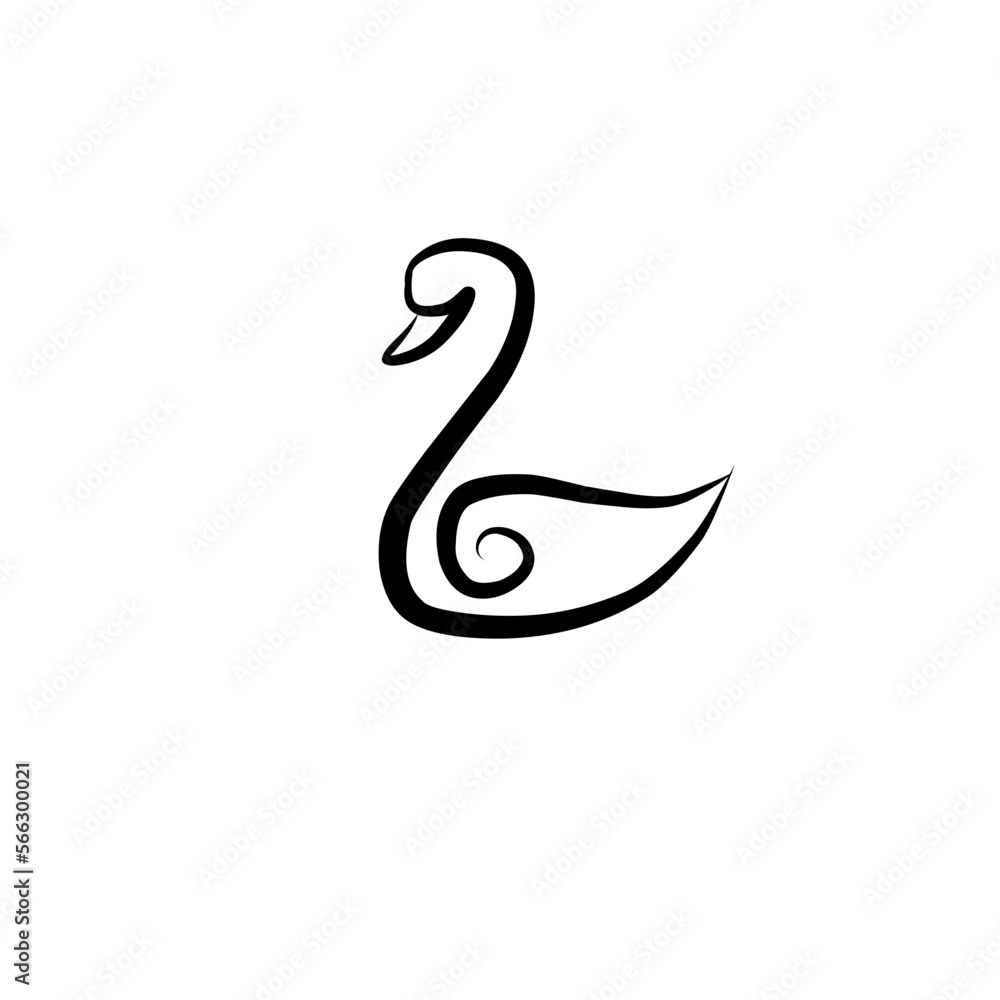 Fototapeta premium Hand Drawn Logo Of Black Swan