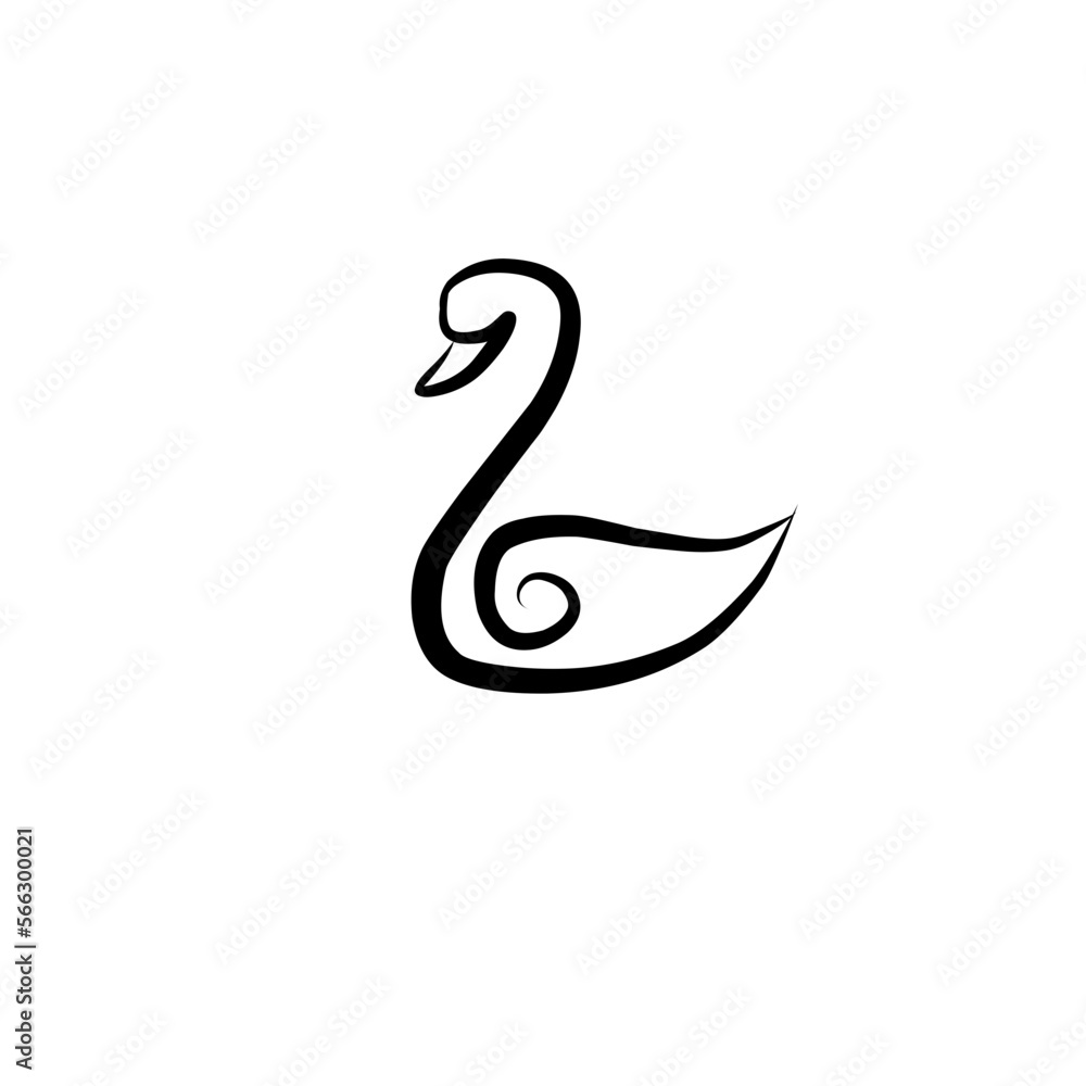 Hand Drawn Logo Of Black Swan Hand Drawn Logo Of Black Swan
